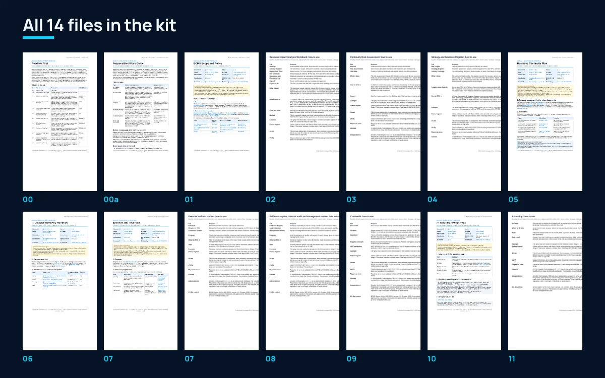 First page of all 14 files in the kit