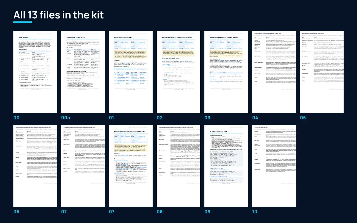 First page of all 13 files in the kit
